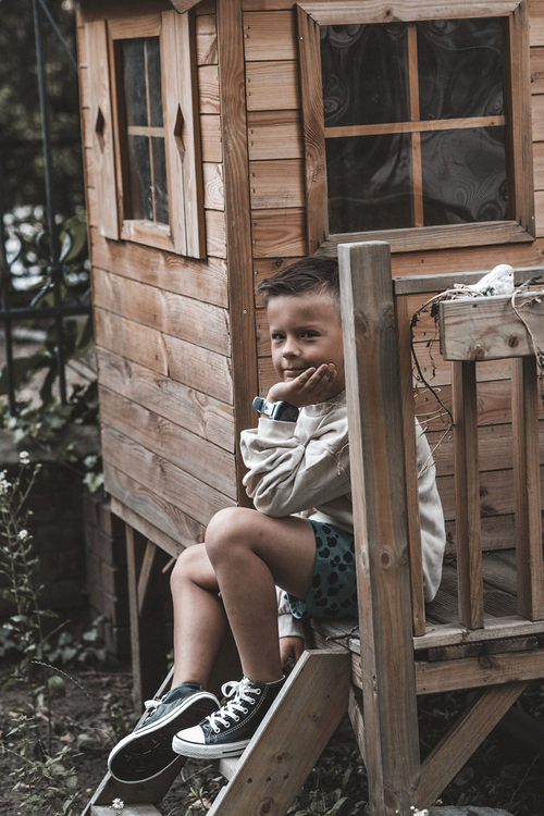 Dětské kožené vysoké tenisky Černe a bíle Marney