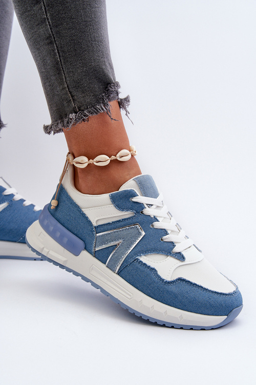 Dámske jeansové tenisky z ekokože modré Vinelli