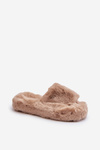 Dámske futrové papuče béžové Stepia
