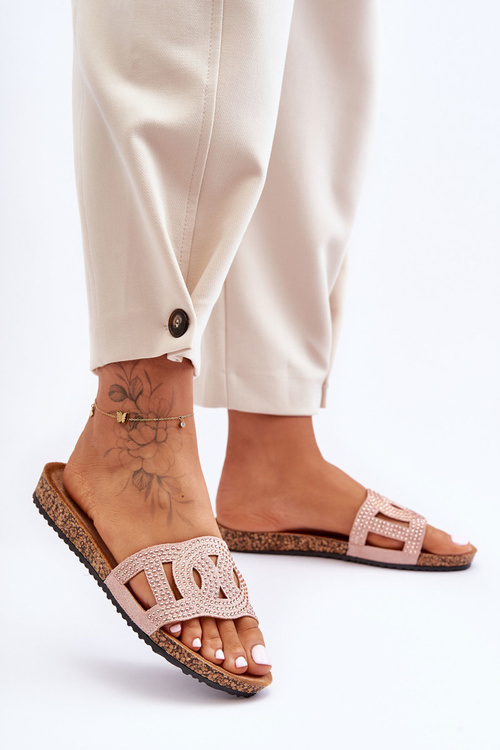 Dámske flip -Flops zdobené ružovými evelinovými cvočkami