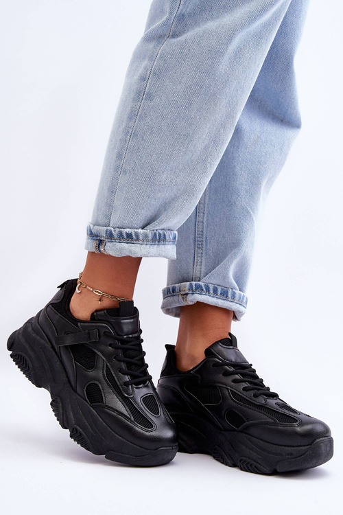 Ženské tenisky na masívnej platforme Czarne Agnania