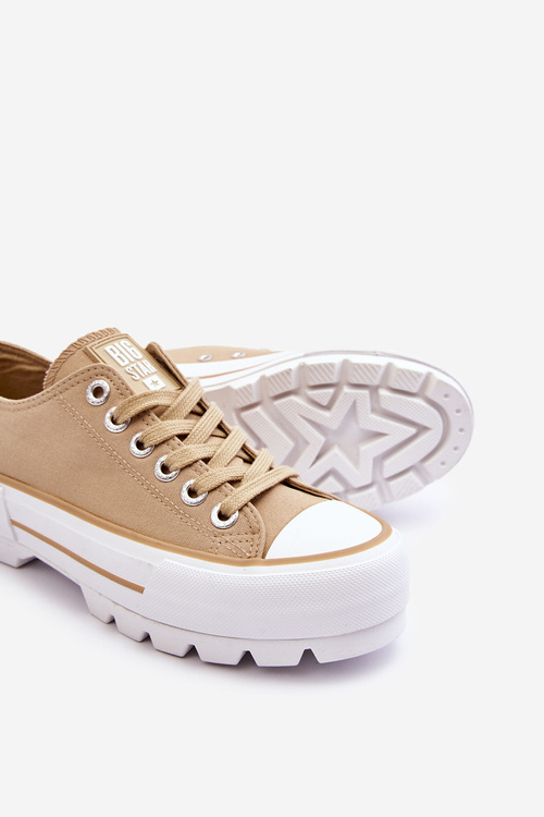 Materiálne tenisky na veľkej hviezde LL274154 Beige Platform