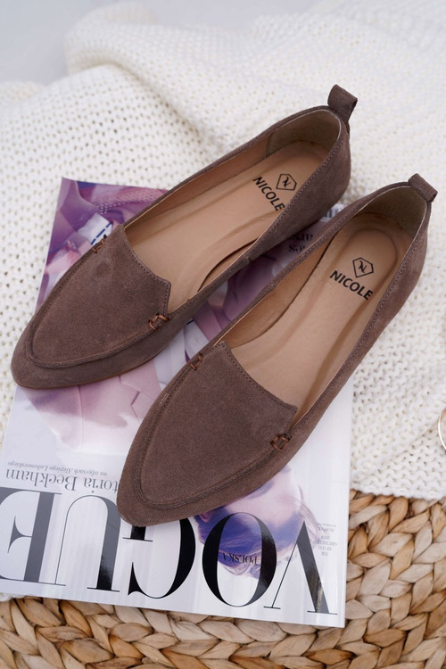 Dámske mokasíny semišové kožené loafer cappuccino homny