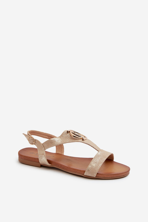 Dámske ploché sandále s ozdobou S.Barski KV27-051 Zlaté
