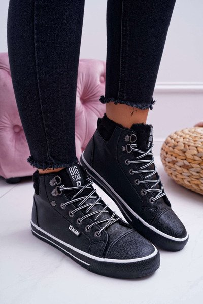 Dámske tenisky s veľkou hviezdou High Black Izolované EE274410