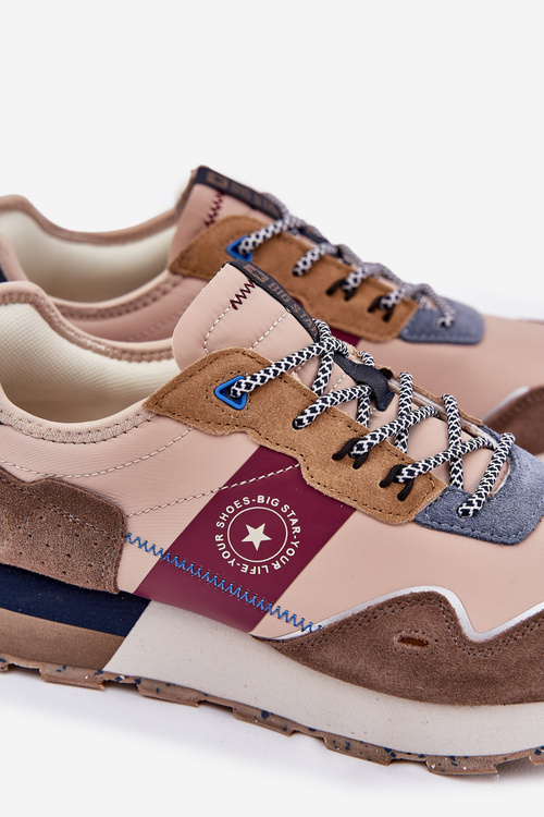 Semišové Pánske Tenisky Na Platforme Big Star RR174475 Hi-Poly System Béžové