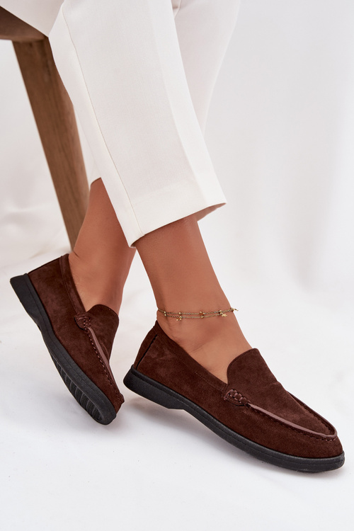 Dámske mokasíny z eko semišu čokoládové Tynara