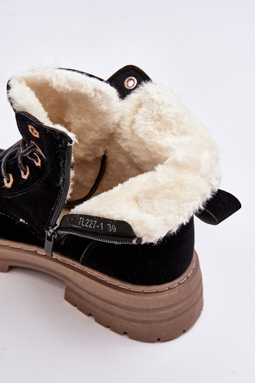 Dámske topánky Black Fenan Izolované kožušinou