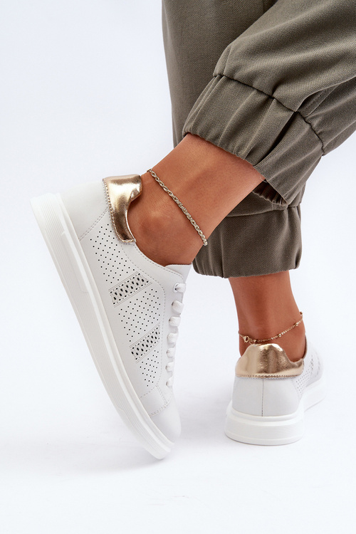 Biela dámska kožená obuv S.Barski LR760