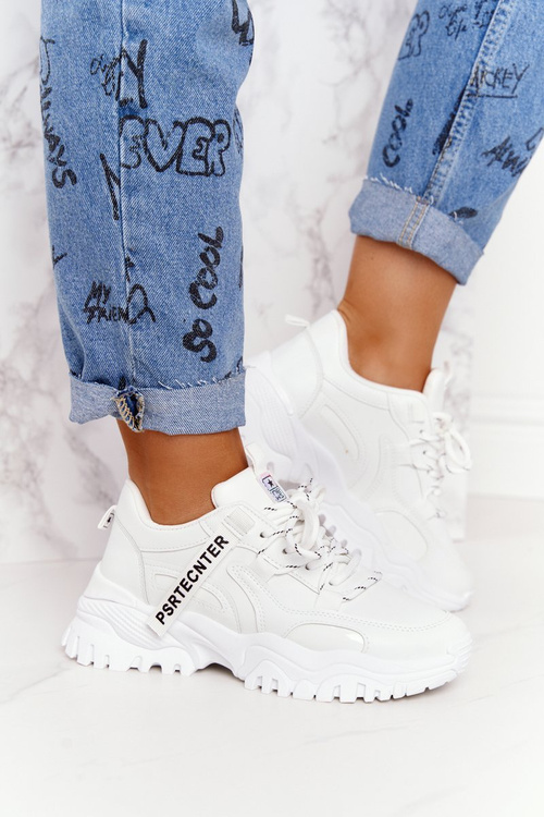 Dámské Sneakersy Na Masivní Podrážce Bílé Laugh