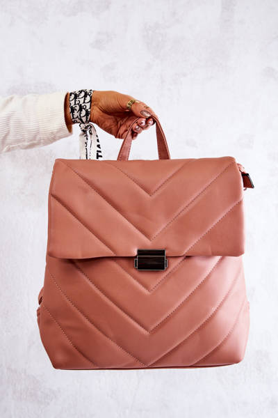 Veľká koža prešívaná batoh Pink gwendie