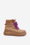 Zateplené boty trapery na tlusté podrážce hnědé Ralotta