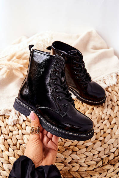 Izolované patentované topánky pre deti čierny gess