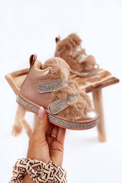 dětské teplé kožené sněhule Zlaté Leela