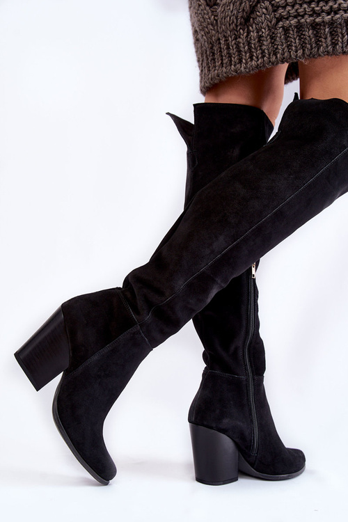 Dámské semišové vysoké kozačky Lewski 2833 Černé