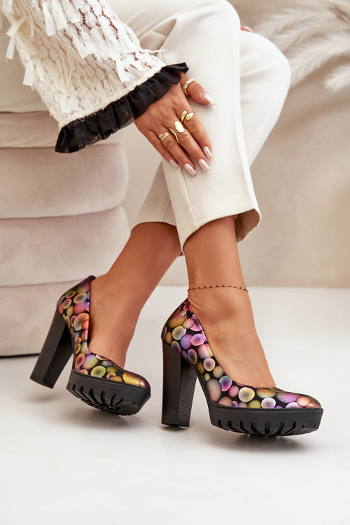 Kožené Lodičky Na Podpatku Maciejka 02629-39 Multikolor