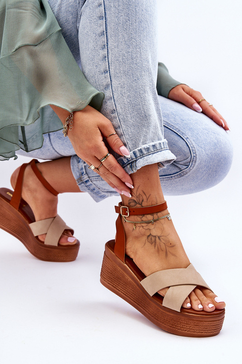 Dámske pohodlné sandále Brown-Beige Sandals Laurie