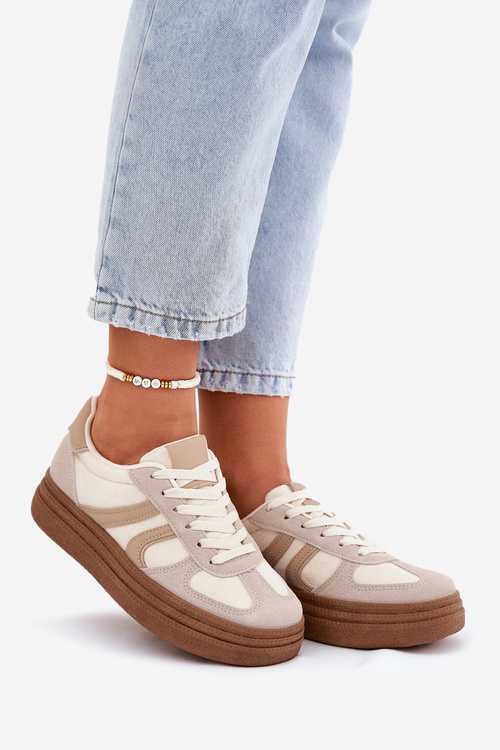 Dámske Tenisky Na Platforme Tmavobéžové Lesida