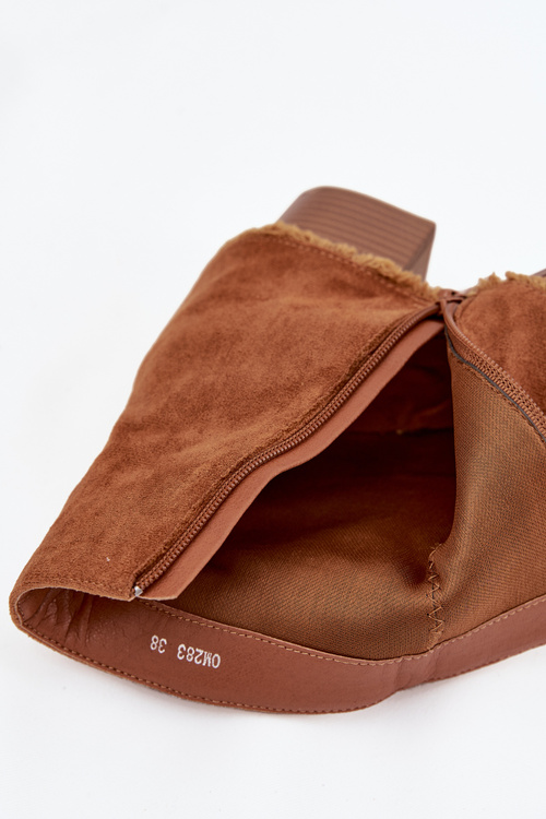 Dámské kotníkové boty na podpatku s otočeným lemem Camel Idalia