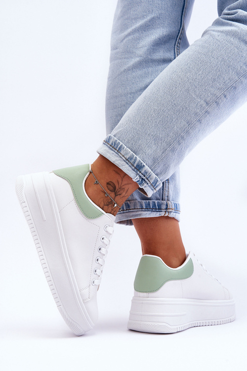 Dámska klasická biela a zelená športová obuv nočná výlet