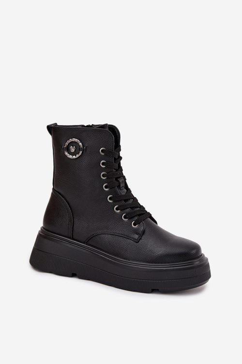 Dámské workery s vyhřívanou podšívkou na platformě s ozdobným detailem Vinceza 16513 Černé