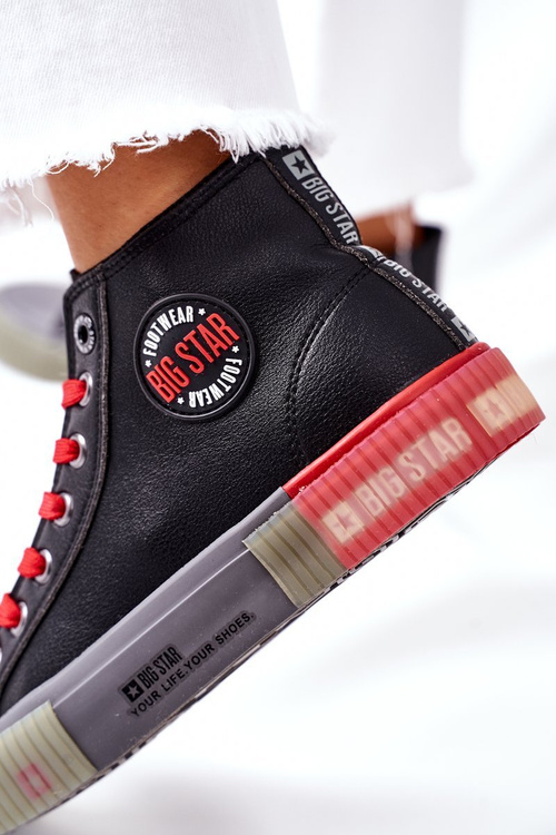 Dámské Kožené Vysoké Tenisky Big Star II274139 Černé