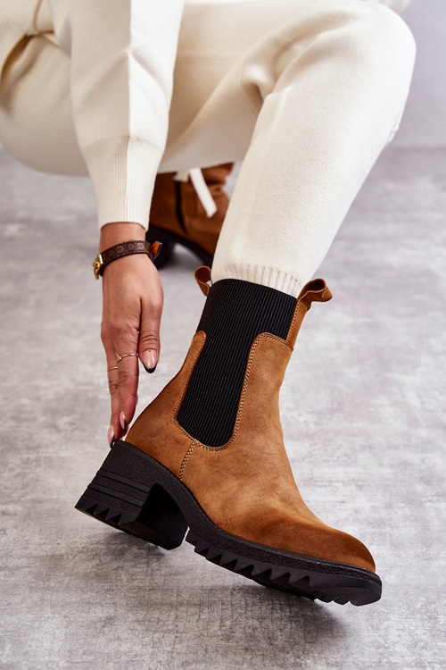 Dámské teplé kozačky na podpatku velbloud Abella