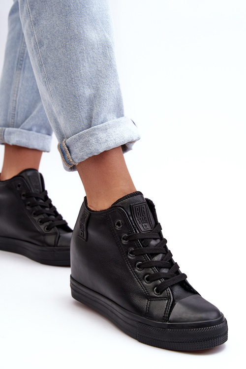 Dámske kožené tenisky na Big Star MM274001 Black Wedge