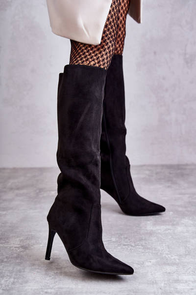 Black Carite Suede topánky na vysokej podpätku