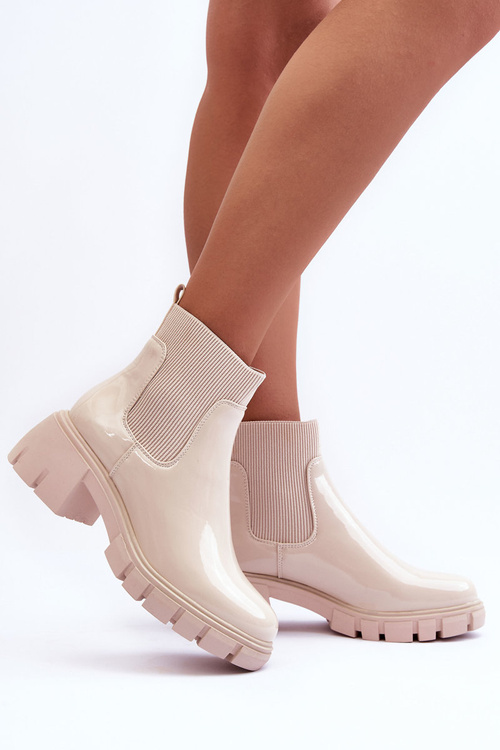 Jodhpur topánky lakované dámske béžové cirie