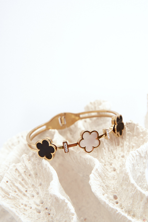 Dámský náramek s květinami nerezová ocel zlatá