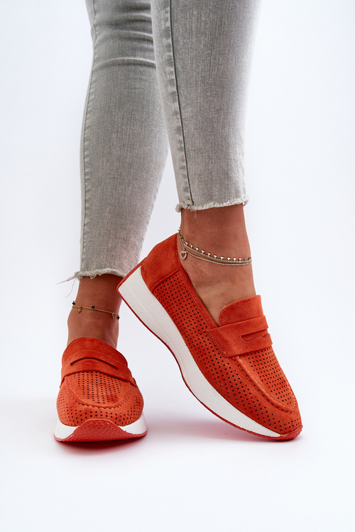Dámské mokasíny na platformě z eko semiše oranžové Inesqua