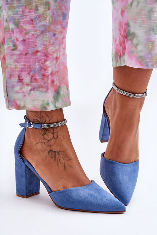 Modré diamantové semišové čerpadlá s zirkónmi