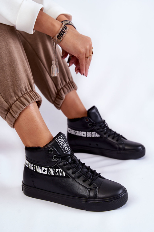 Dámske vysokohorské kožené kožené tenisky Big Star EE274355 Čierna