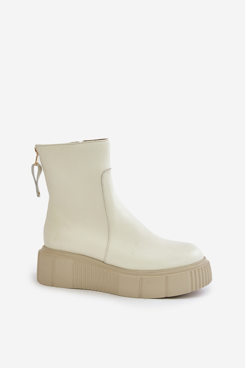 Zazoo 60369 Dámske Kožené Topánky Na Platforme Svetlo Béžové