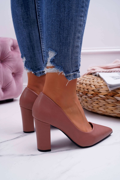 Dámske pumpy na stĺpiku tmavo ružové femmini