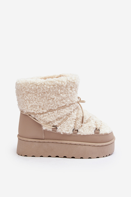 Zviazané dámske snehové topánky na silnom béžovom loso