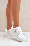 Dierkované tenisky so zlatým detailom biele Cassildi