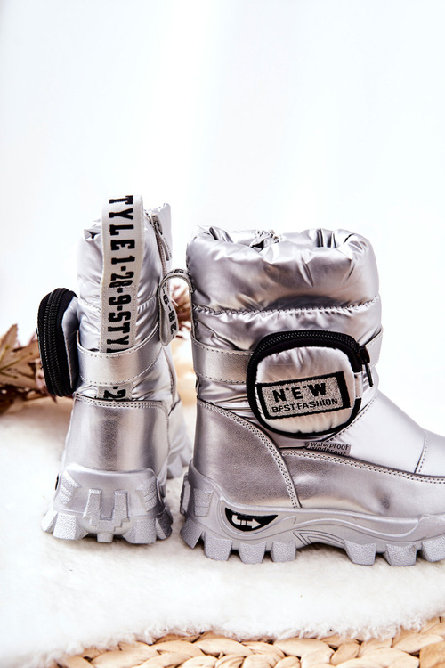 Detské izolované snehové topánky s obličkovými striebornými Nereydami