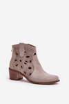 Prolamované Suede Booties Lewski Shoes 3170/2 Cappucino