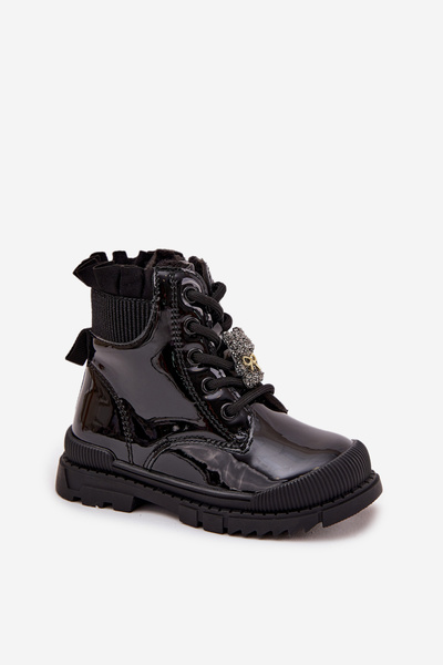 Dievčatá lakované pre posúvací izolovaný čierny felori