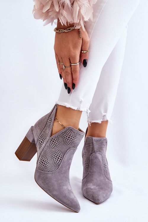 Openwork semišové vysoké podpätky Gray Leanna