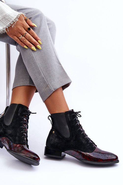 Ploché kožené topánky Maciejka 06200-08 Čierna