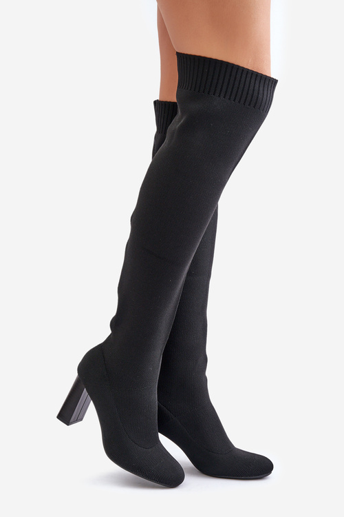 Kolená Čižmy So Školskou Časťou Na Opätku Čierne Esanira