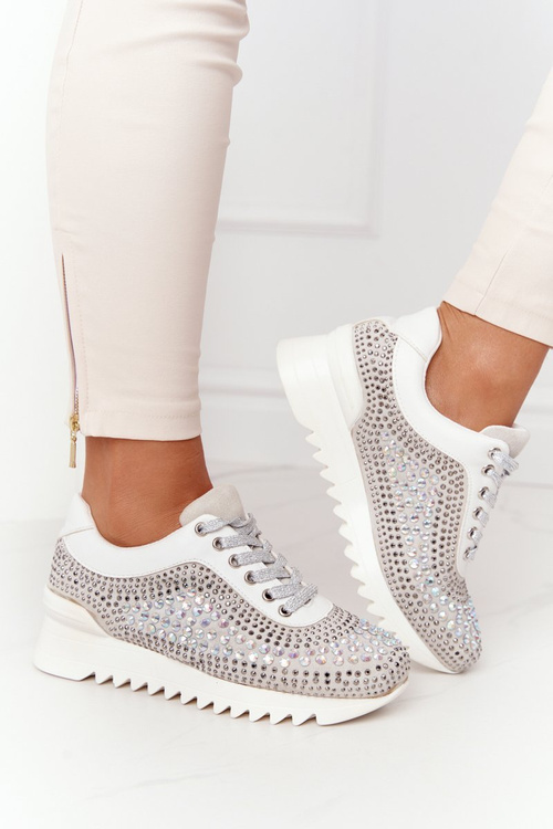 Klínové Boty Sneakersy S Flitry Lu Boo Šedé