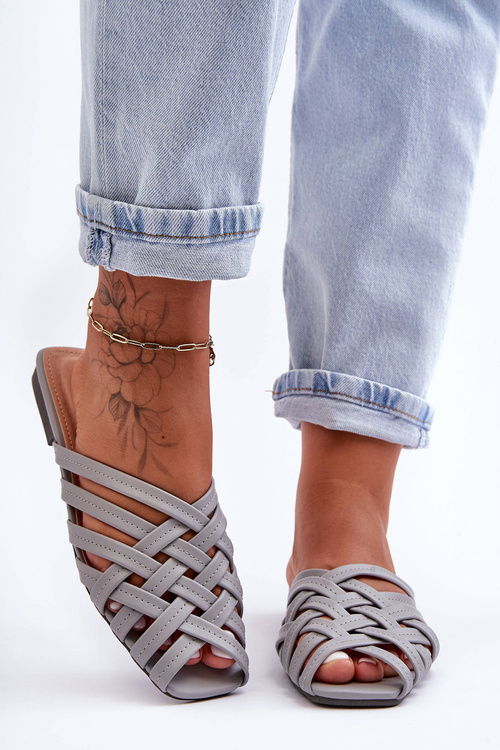 Dámské Kožené Šlapky Se Šňůrkami Šedé Doralia