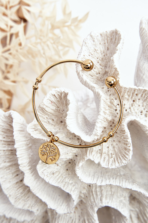 Dámsky oceľový oceľový náramok zlatý strom