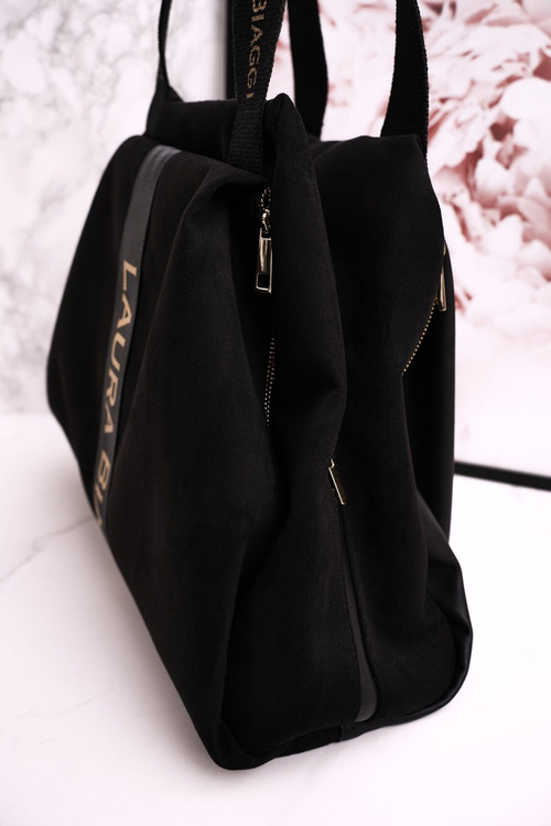 Nakupujúci taška Laura Biaggi čierny semiš