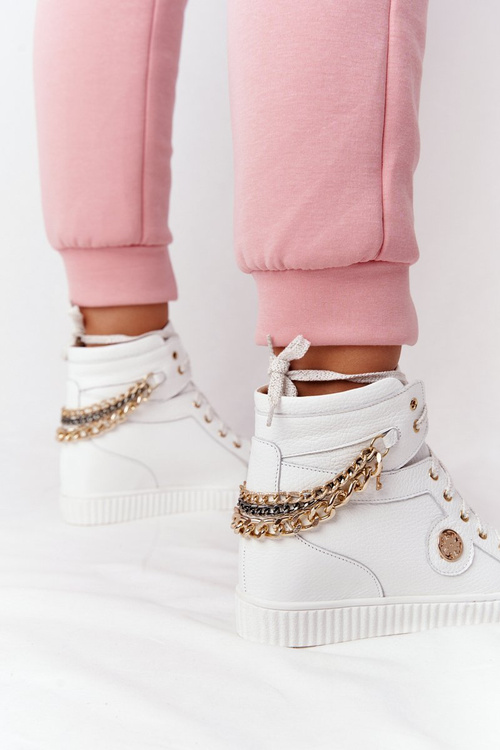 Kožené Klínové Tenisky Sneakers Lewski Shoes 3004-0 Bílé