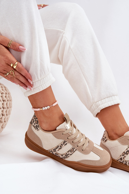 Dámské tenisky z eko semiše s leopardím vzorem béžové Satylies